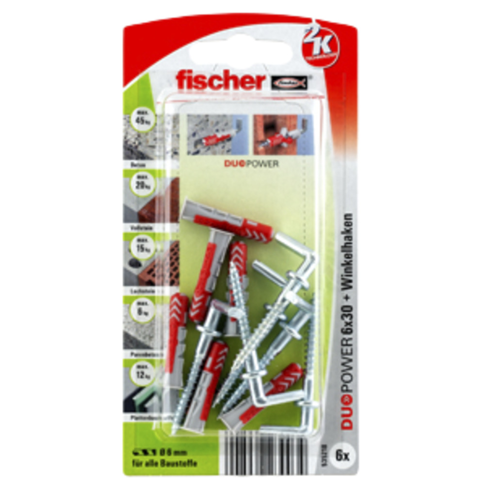 FISCHER Universaldübel Duopower 6x30 WH K (6 Stück)